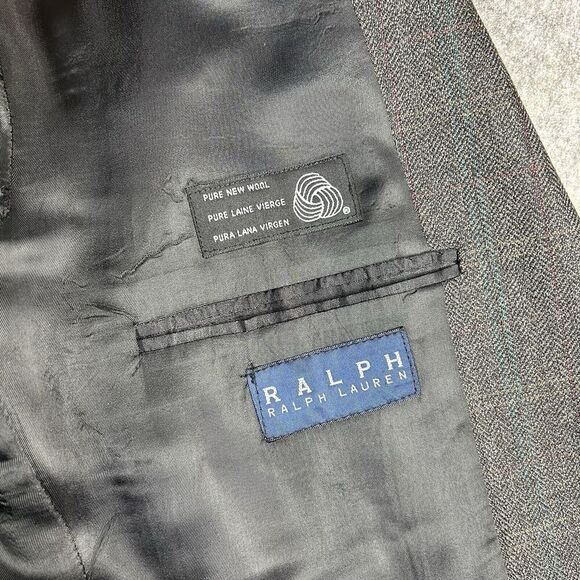 Vintage Ralph Lauren Blazer 100% Lambswool Mens Size 42R Gray Plaid Sports Coat - Picture 6 of 11